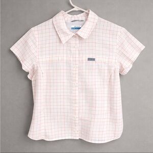 Columbia Pink Plaid Women's Button Down Shirt Omni Shade Technology